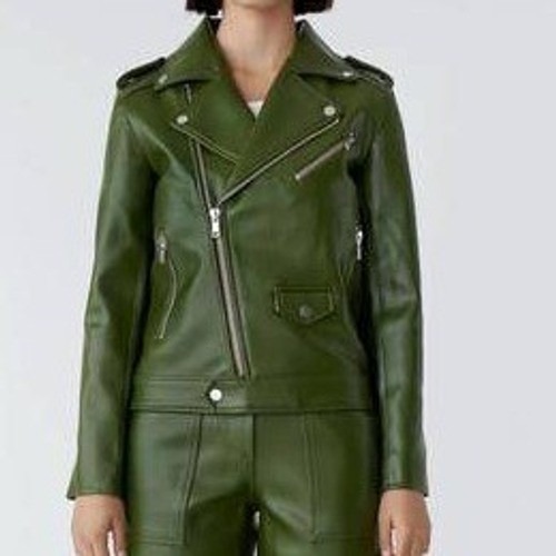 Deadwood River Cactus Leather Jacket Women's 36/Us 4 Green Vegan Moto Biker